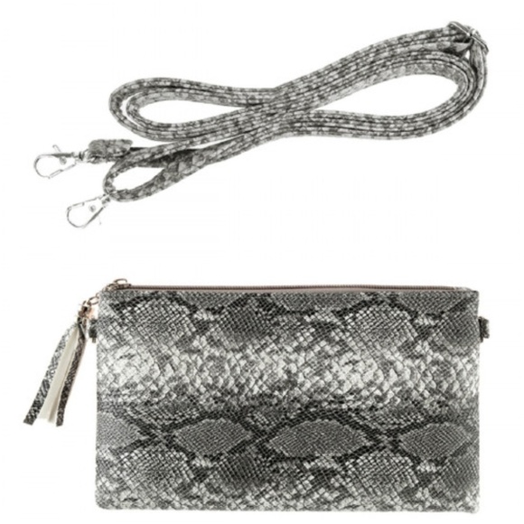 Trend Setter Diva Boutique Handbags - BLACK SNAKE SKIN CROSSBODY OR CLUTCH